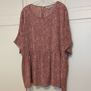 Loft Red Patterned Blouse